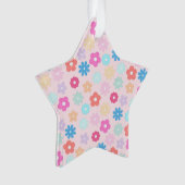 Boho Pink Daisy Flowers Patroon Ornament (voorkant)