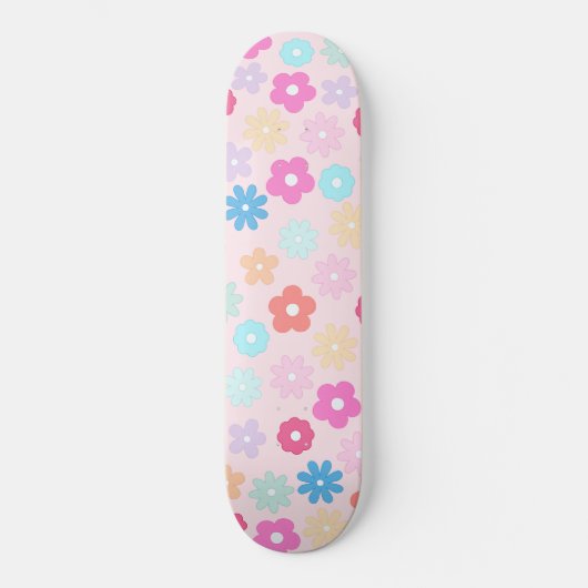 Boho Pink Daisy Flowers Patroon Persoonlijk Skateboard (Voorkant)
