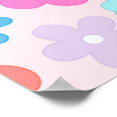 Boho Pink Daisy Flowers Patroon Poster (Hoek)