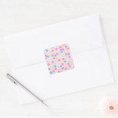 Boho Pink Daisy Flowers Patroon Vierkante Sticker (Envelop)