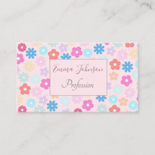 Boho Pink Daisy Flowers Patroon Visitekaartje