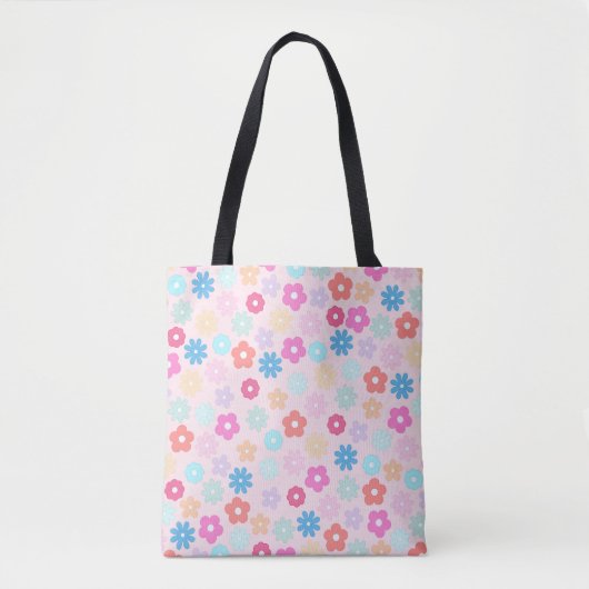 Boho Pink Daisy Flowers Pattern Tote Bag (Voorkant)