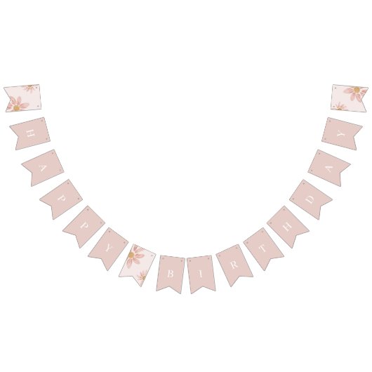 Boho Pink Daisy Happy Birthday Floral Vlaggetjes (Alle)