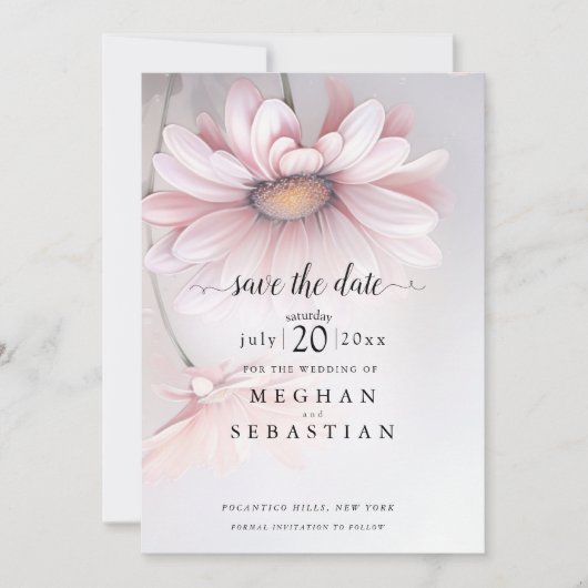 Boho Pink Daisy Save The Date (Voorkant)