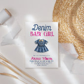 Boho Pink Denim Girl Blue Jean Baby Shower Kaart