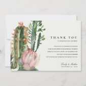 BOHO PINK DESERT CACTUS FLORAL WATERVERF WEDING BEDANKKAART (Voorkant)