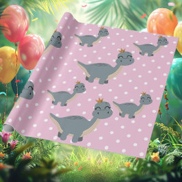 Boho Pink Dinosaur Party Cadeaupapier