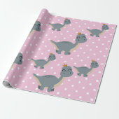 Boho Pink Dinosaur Party Cadeaupapier (Uitgerold)