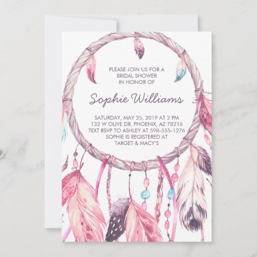 Boho Pink Dreamweaver Vrijgezellenfeest Kaart (Voorkant)