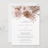 Boho Pink Dusty Roos Blush Bohemian Floral Wedding Kaart (Voorkant)