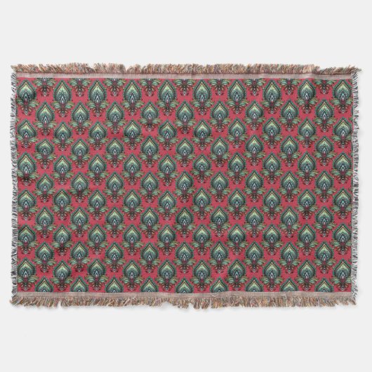 Boho Pink en Aqua Fancy Pattern Throw Blanket Deken (Voorkant)