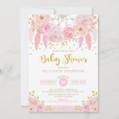 Boho Pink en Gold Dreamweaver Floral Baby shower Kaart (Voorkant)