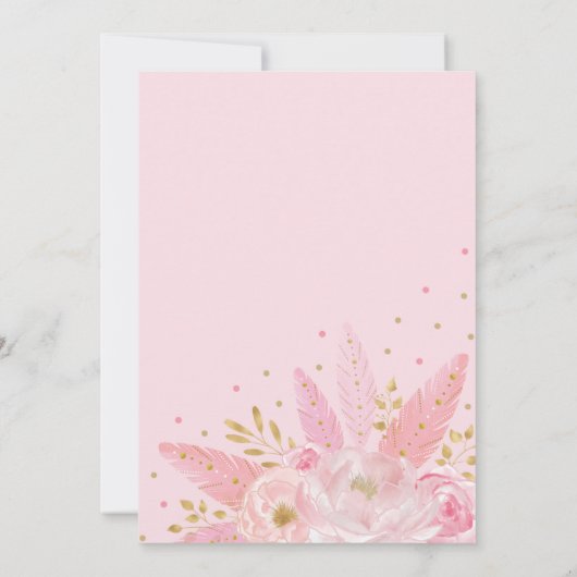 Boho Pink en Gold Dreamweaver Floral Baby shower Kaart (Achterkant)