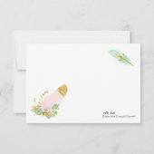 Boho Pink en Gold Feathers Bedankkaart (Achterkant)