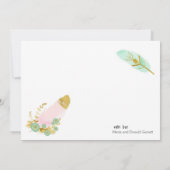 Boho Pink en Gold Feathers Bedankkaart (Achterkant)