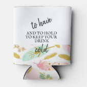 Boho Pink en Gold Feathers Blikjeskoeler (Voorkant)