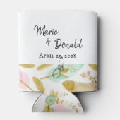 Boho Pink en Gold Feathers Blikjeskoeler (Achterkant)