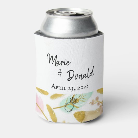 Boho Pink en Gold Feathers Blikjeskoeler (Blikje Achterkant)