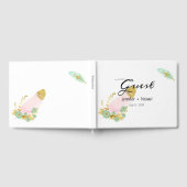 Boho Pink en Gold Feathers Gastenboek (Volledig)