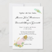Boho Pink en Gold Feathers Invitation Save The Date (Voorkant)