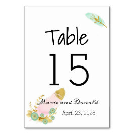 Boho Pink en Gold Feathers Kaart