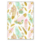 Boho Pink en Gold Feathers Kaart (Achterkant)
