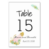 Boho Pink en Gold Feathers Kaart (Voorkant)