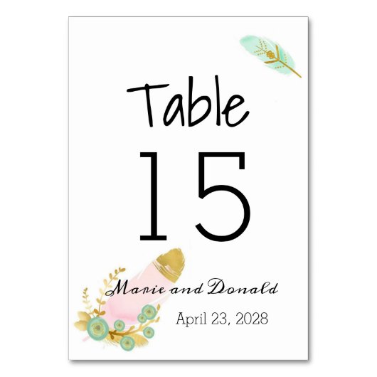 Boho Pink en Gold Feathers Kaart (Voorkant)