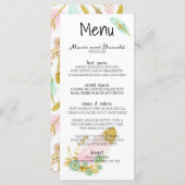 Boho Pink en Gold Feathers Menu (Voorkant / Achterkant)