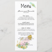 Boho Pink en Gold Feathers Menu (Voorkant)