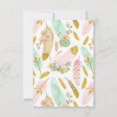 Boho Pink en Gold Feathers Opslaan Datum (Achterkant)