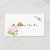 Boho Pink en Gold Feathers Plaatskaartje (Voorkant)