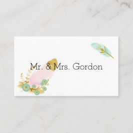 Boho Pink en Gold Feathers Plaatskaartje