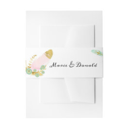 Boho Pink en Gold Feathers Uitnodigingen Wikkel