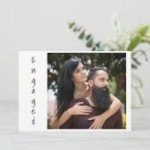 Boho Pink en Gold Feathers Verloving Aankondiging (Staand voorkant)