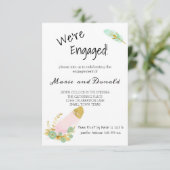Boho Pink en Gold Feathers Verloving Invitation (Staand voorkant)