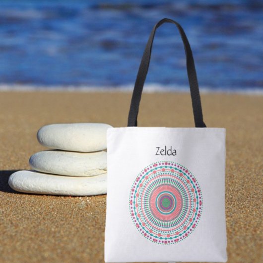 Boho Pink en Green Pastel Mandala Tote Bag