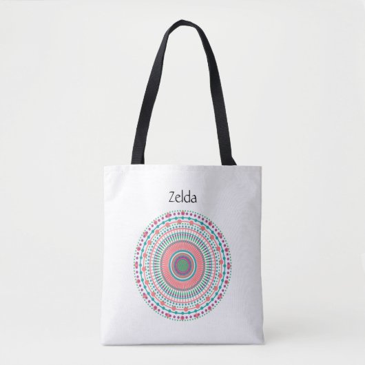 Boho Pink en Green Pastel Mandala Tote Bag (Voorkant)