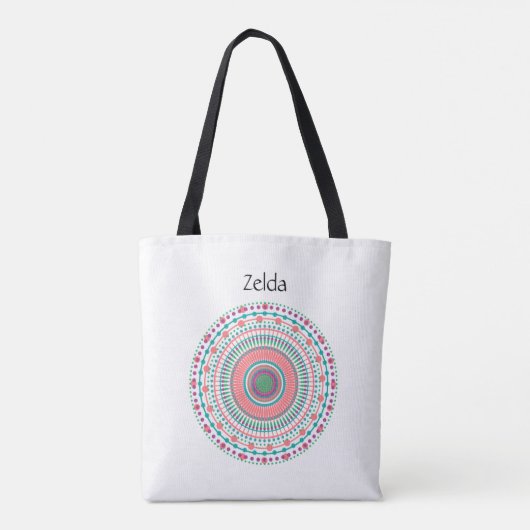 Boho Pink en Green Pastel Mandala Tote Bag (Achterkant)