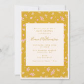 Boho Pink en Mustard Yellow Floral Baby shower Kaart (Voorkant)