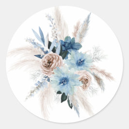 Boho Pink en Navy Peony Bouquet Wedding Ronde Sticker
