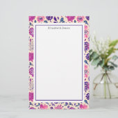 Boho Pink en Paarse Floral Ombre Pattern Briefpapier (Staand voorkant)