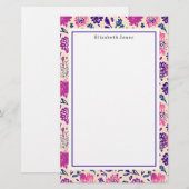 Boho Pink en Paarse Floral Ombre Pattern Briefpapier (Voorkant / Achterkant)