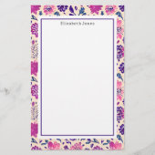 Boho Pink en Paarse Floral Ombre Pattern Briefpapier (Voorkant)