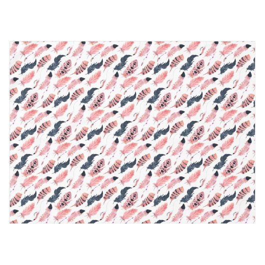 Boho Pink Feathers Tafelkleed (Voorkant (Horizontaal))
