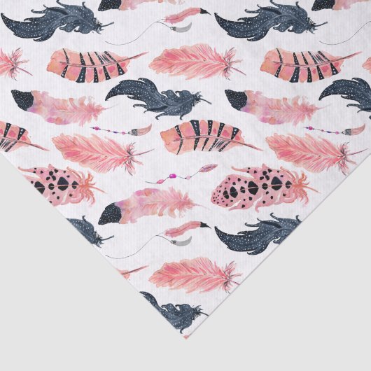 Boho Pink Feathers Tissuepapier (Detail)