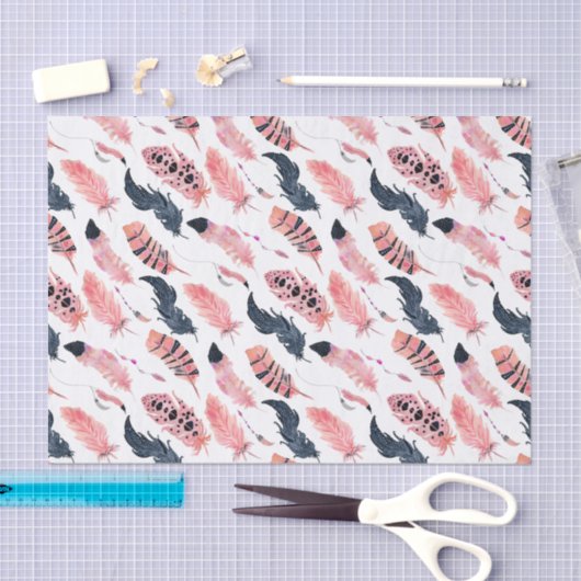 Boho Pink Feathers Tissuepapier (Craft)