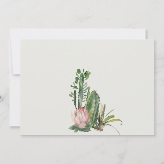 BOHO PINK FLORA CACTI FAUNA WATERVERF VOW RENEWAL KAART (Achterkant)