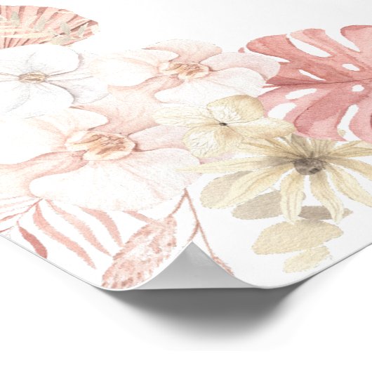 Boho Pink Floral Anand Karaj Bruiloft Welkomstbord Poster (Hoek)