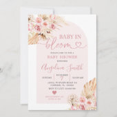 Boho Pink Floral Arch Baby in Bloom Baby shower in Kaart (Voorkant)